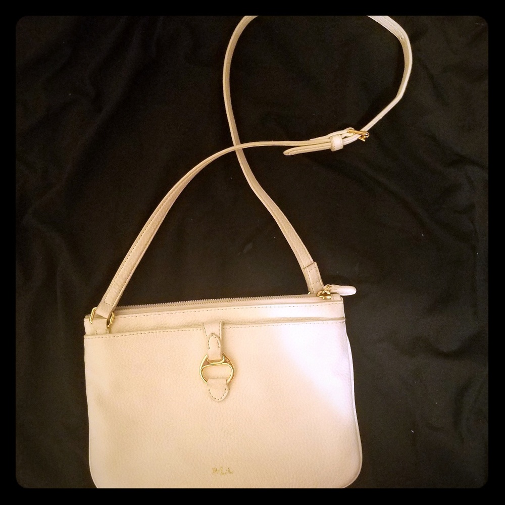 Ralph Lauren cross body purse, white leather /gold